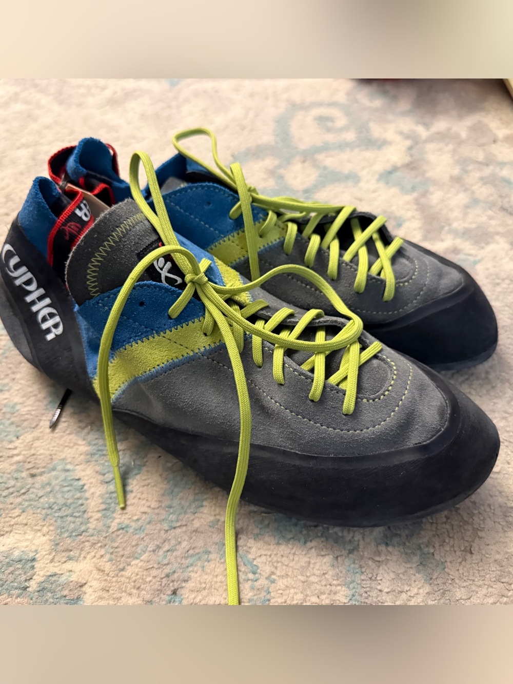 Cypher Prefix Rock Climbing Shoes Gray/Blue/Lime Men’s 11.5 / EU 45